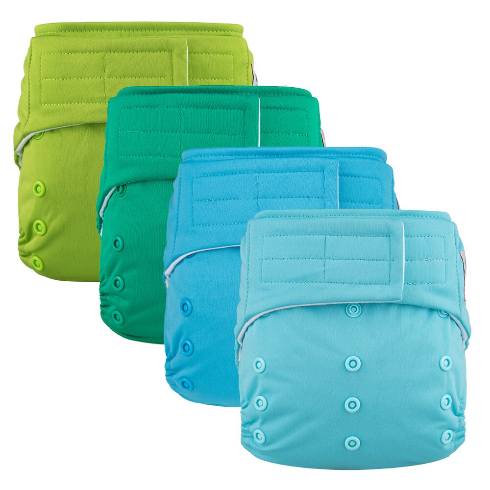 4 PCS Solid Color Baby Cloth Pocket Diaper Reusable Washable Eco Friendly Cloth Nappy With Inserts Baby Boy Girl