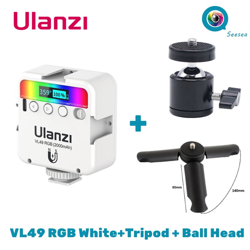 Ulanzi VL49 Mini RGB Video Licht Beleuchtung für Fotografie pavotube RGB LED Video Kamera Licht Vlog Füllen Licht Live: RGB Weiß Bausatz