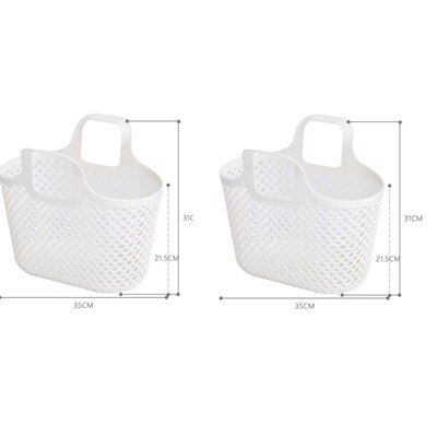 Pack of 2 Utility Plastic Storage Baskets with Handle Anti-rattan Shopping Basket PE Soft Plastic Weaving Basket: Creamy-white