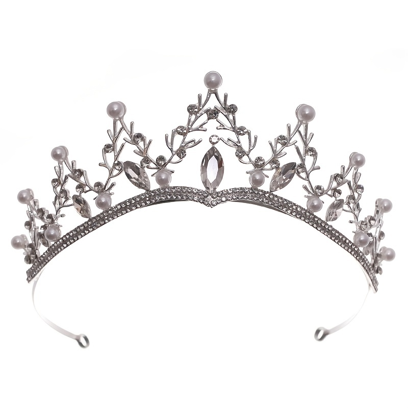 Zilveren Kleur Kristal Kroon Vrouwen Bruids Bruiloft Barok Strass Prinses Diadeem Tiara Haar Sieraden Accessoires Hoofddeksel