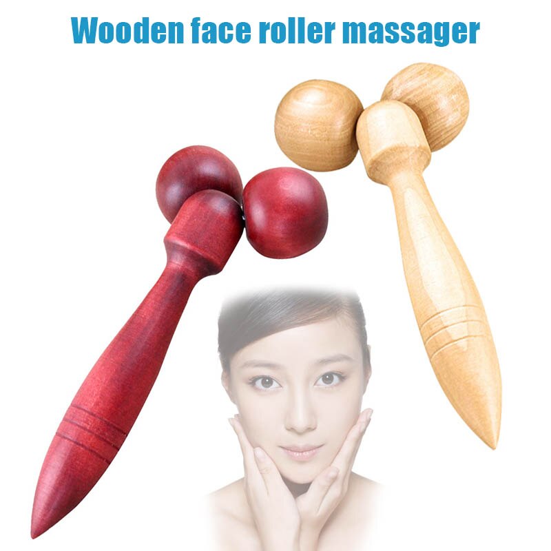 Wooden Face Roller Massager Relaxing Neck Chin Slimming Face-lift Massage Tool Health Care face massager jade roller-30