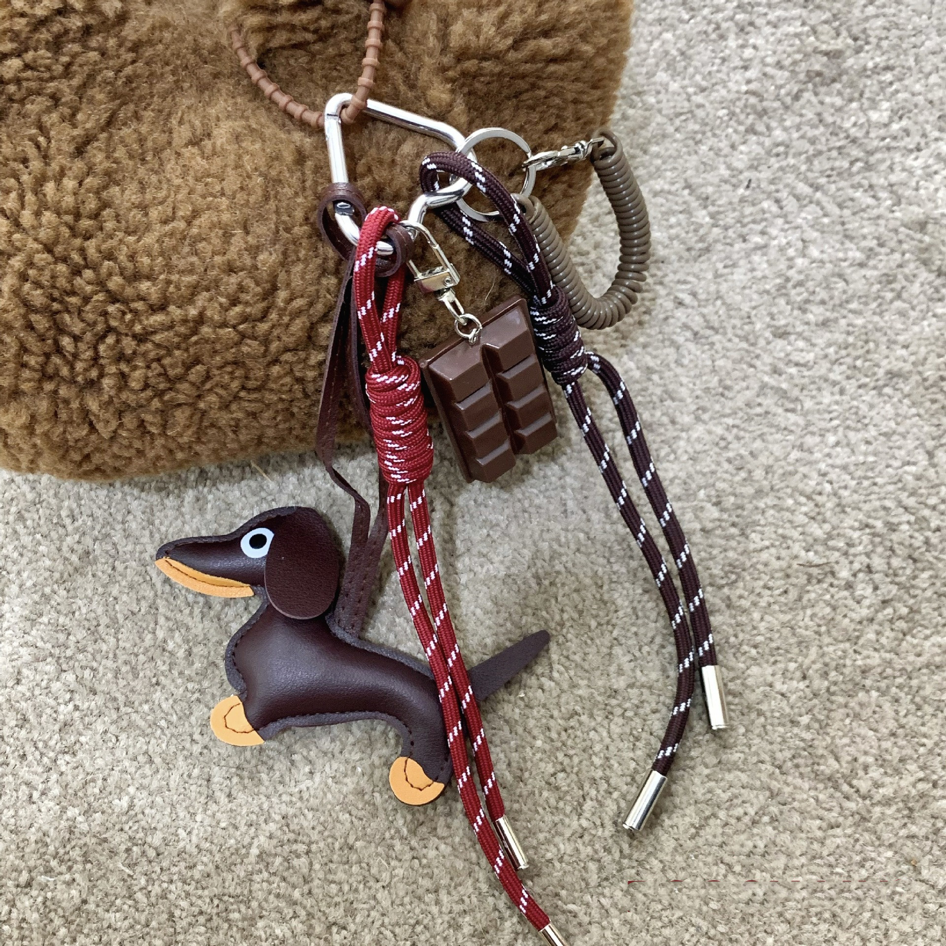Braided Rope Bag Pendant For Women Bags Nylon Woven High-Grade Keychain Pendant Retro Dachshund Pendant Bag Accessories