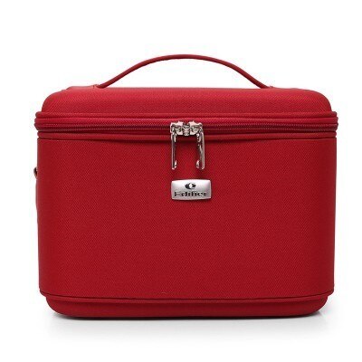 Make Up Bag Women Shoulder Cosmetic Case Female Beauty Brush Waterproof Makeup Box Toiletry Suitcases: L wine red