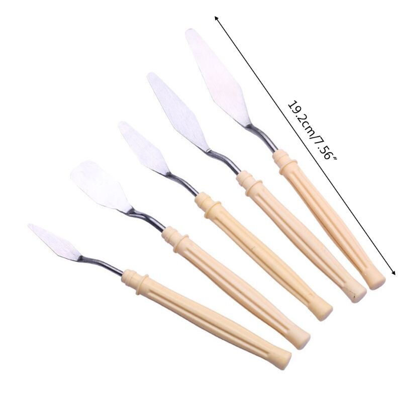 5Pcs/Set Oil Painting Palette Knife Stainless Steel Scraper Spatula Art Supplies