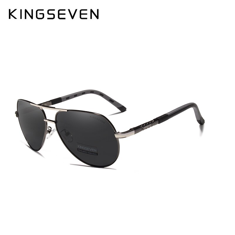KINGSEVEN Männer Jahrgang Aluminium Polarisierte Sonnenbrille Klassische sonnenbrille Beschichtung Objektiv Fahren Schattierungen Für Männer/Wome: grau Schwarz