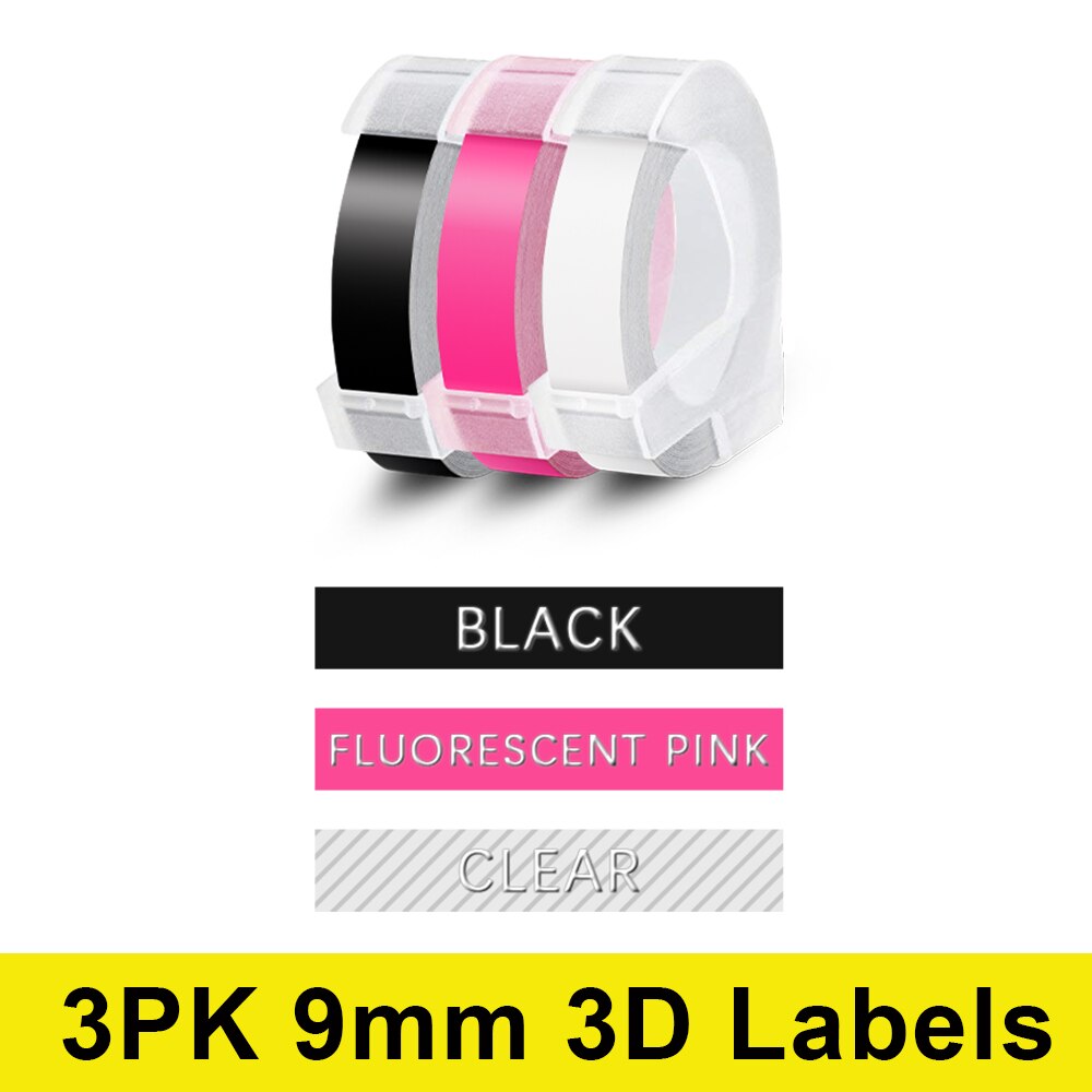 Labelwell 10 sztuk Multicolor kompatybilny dymo 3D tłoczenie taśmy 9mm DIY plastikowe tłoczenie etykiety do drukarki Dymo 1540 Motex E101: 3PK-06