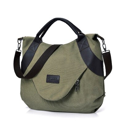 Bolsa de lona feminina com zíper, bolsa de ombro grande para mulheres, casual, sacola de compras, bolsa carteiro, para viagem, novo, 2021: Verde