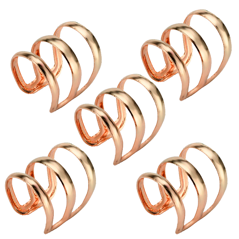 1/5/15PCS 15mm Hair Dreadlock Beads Tube Adjustable Hair Ring for Braids Hair Beads Braid Cuff Clip Hair Styling Accessories: 5PCS Rose Gold