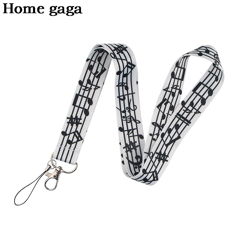 Homegaga-cordones de notas musicales D2913, correa de cuello artística para llaves de teléfono móvil, Soporte para tarjeta de identificación, cordón para llaves, cuerda colgante DIY