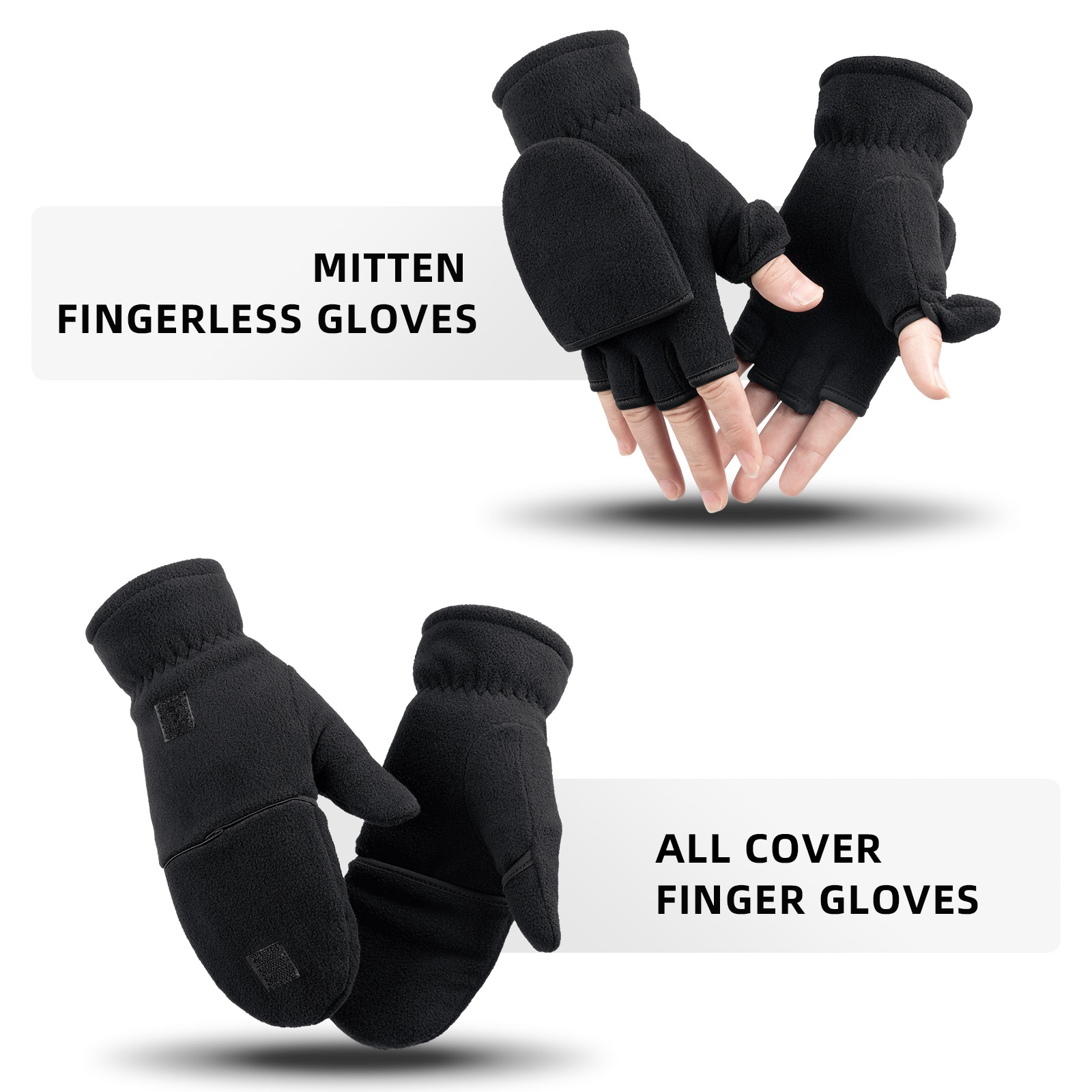 Ski Handschoen Winter Handschoenen Vingerloze Convertible Wanten
