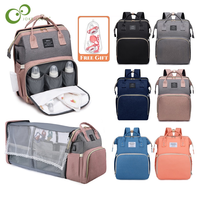 Folding Mommy Bag Lightweight Portable Folding Crib Bed Large-capacity Baby Backpack Female Mommy Outting Bag Bolsa Feminina DDJ