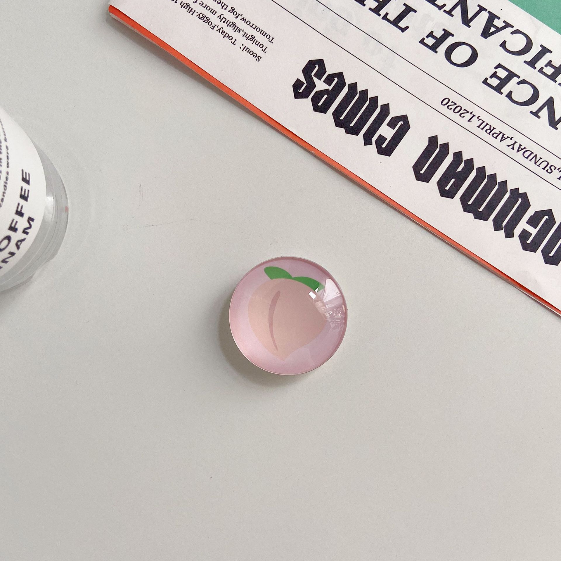 eins Korea Epoxid Ball Griff Tok Halterung Für praktisch fallen Schwarz und Weiß Schachbrett Erde Mond Bälle Griptok Ring Halfter: Pfirsich