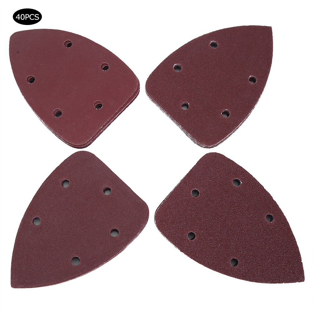 Lixa triangular do rato de 40 partes de 5 furos conjunto detalhe lixadeira lixa lixa polimento ferramenta 140x90mm para o metal