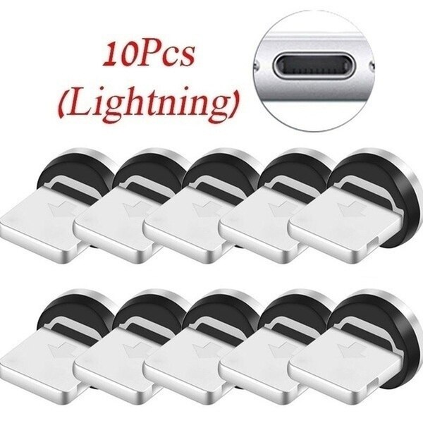 1/3/10Pcs Ronde Magnetische Kabel Plug Type C Micro Usb C 8 Pin Stekkers Snelle Opladen adapter Telefoon Microusb Type-C Magneet Plug: 10Pcs IOS Plug