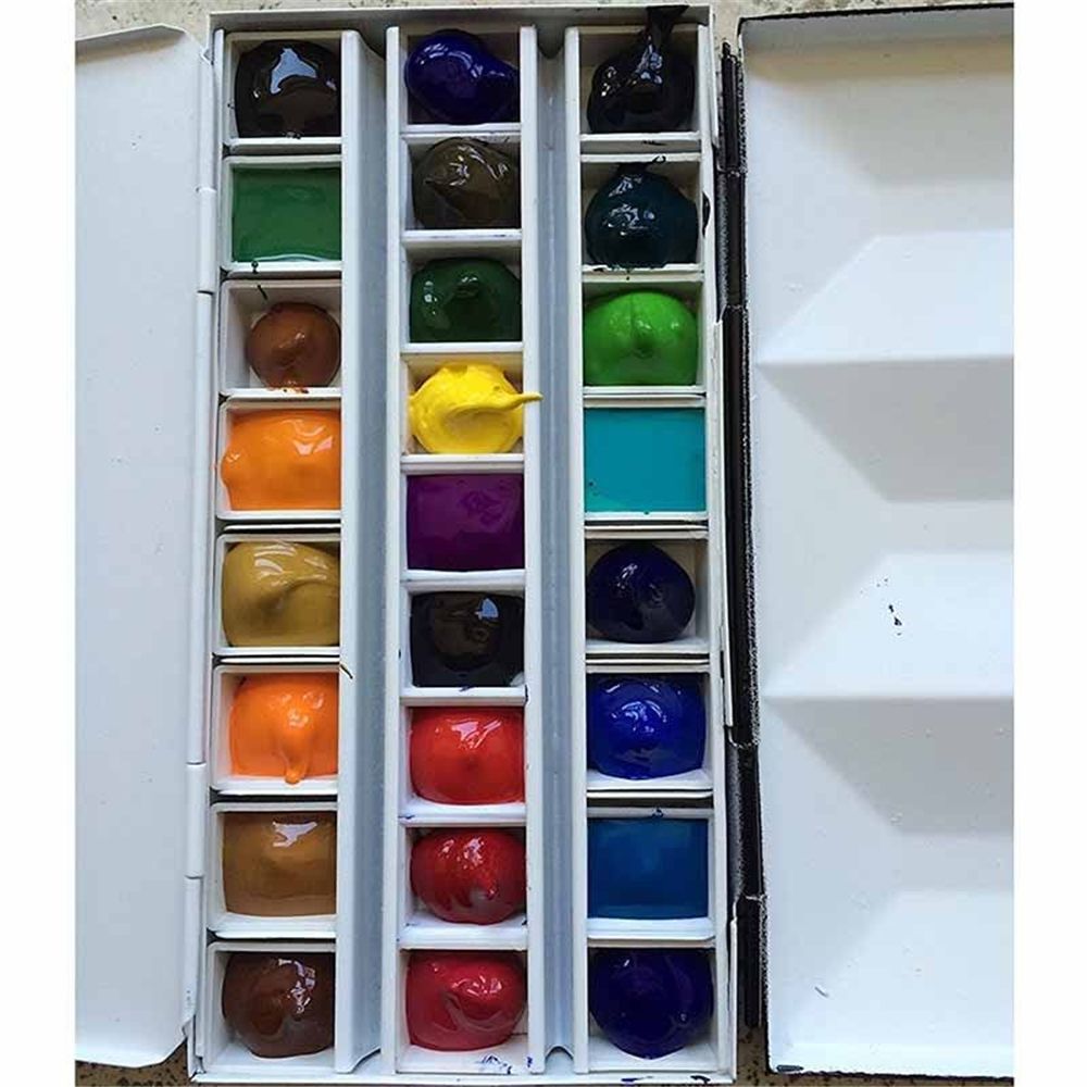 10 Pcs Empty Full/Half Pan White Half Pans Paint Plastic Water Colour Paint Grid Half Pans Artists Palette Art Supplies Beginner