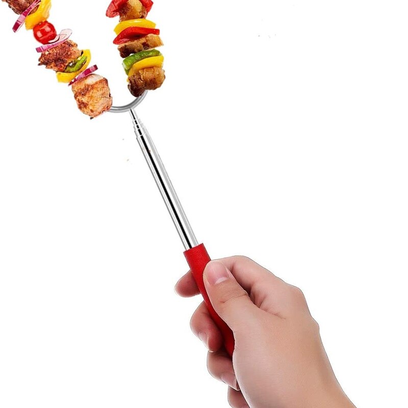 1 PCS Barbecue Tool Stainless Steel Telescopic Barbecue Fork Outdoor Camping Grilled Sausage Grilling Fork