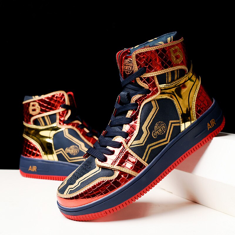 Parzival par høje sneakers mænd kvinder klassiske flerfarvede fritidssko forår efterår vulkaniserede mænd sportssko: Blå / 40