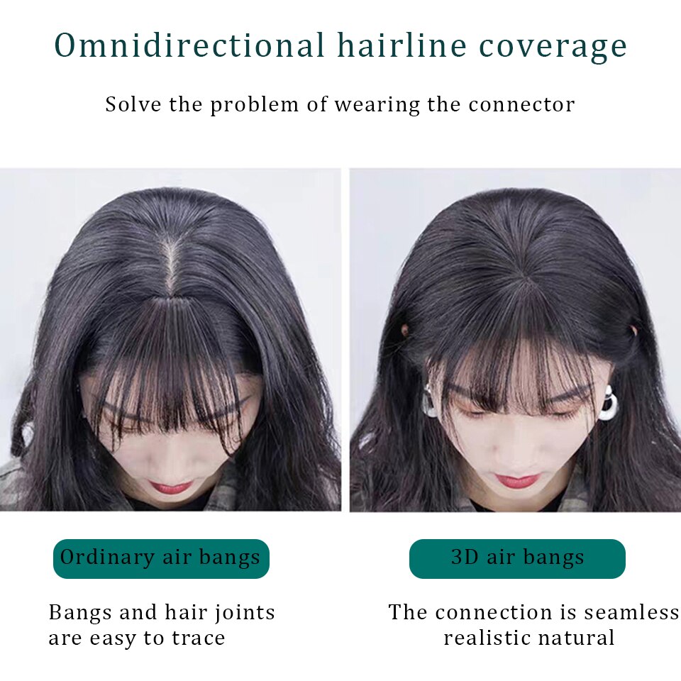 Weilai sort lysebrun clip on pandehår hårstykker til kvinder pandehår clip in hair extensions syntetisk højtemperatur fiber