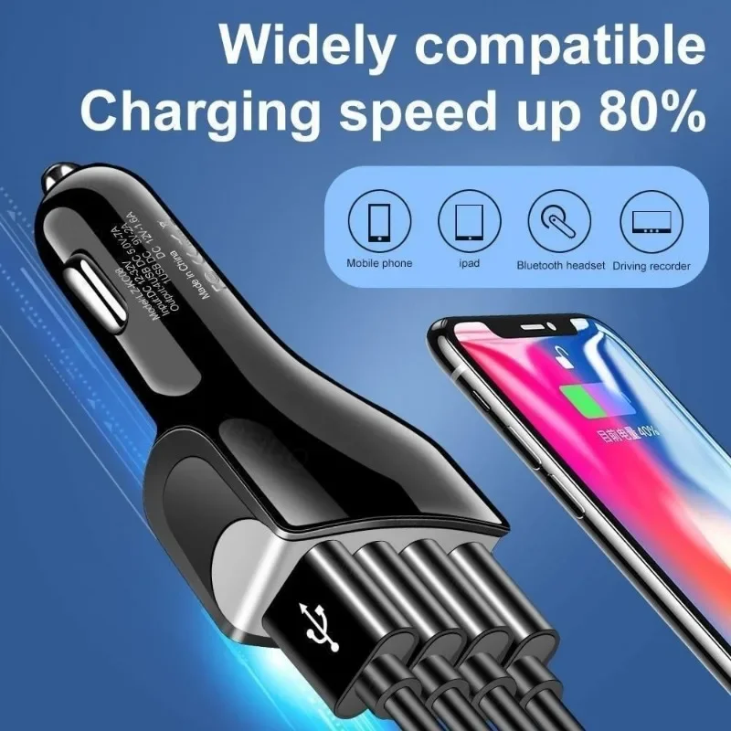 Chargeur de voiture Quick Charge 3.0, 4 Ports, Charge rapide, chargeur de téléphone de voiture, accessoires automobiles