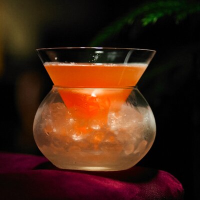 Dubbelskikt molekylärt martini glas cocktailglas dubbel kall dryck cocktail blyfritt löstagbart kristallmaterial
