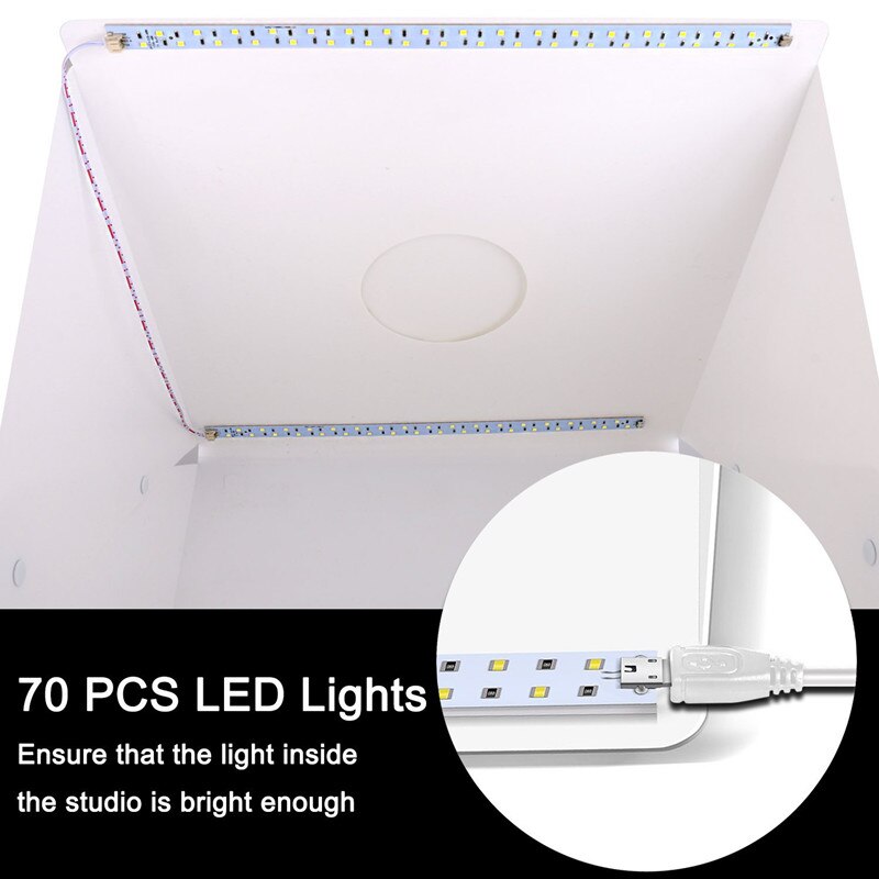 40cm led valokuvalaatikko valokuvaus softbox himmennettävä kannettava taitettava valokuvastudio kuvaustelttalaatikkosarja & amp; 6 värillistä taustakuvaa
