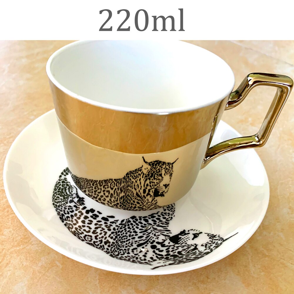 Luxus Knochen China Reflexion tasse Karikatur Katze anamorph tasse Tiger becher sterben Spiegel Sammlung Leopard becher
