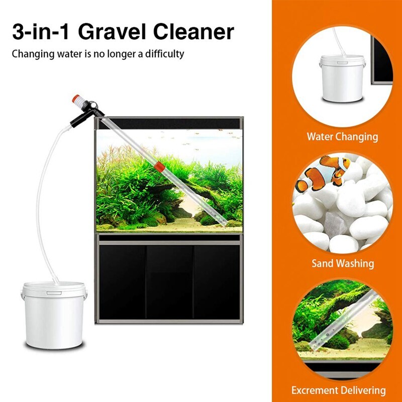 Aquarium Cleaner - Fish Tank Sand Cleaner Kit With Air-Pressing Button And Adjustable Water Flow Controller Clamp For Fish Tan