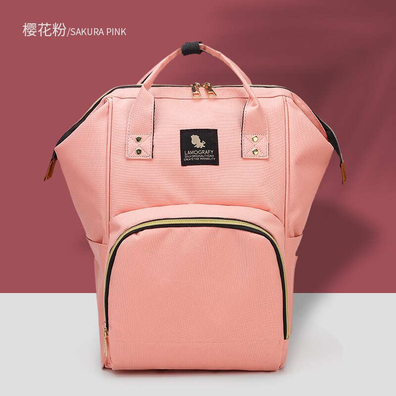 Style Diaper Bag MOTHER'S Bag Cross Border Mommy Bag Diaper Bag Multi-functional Mass Mummy Backpack: Pink Color