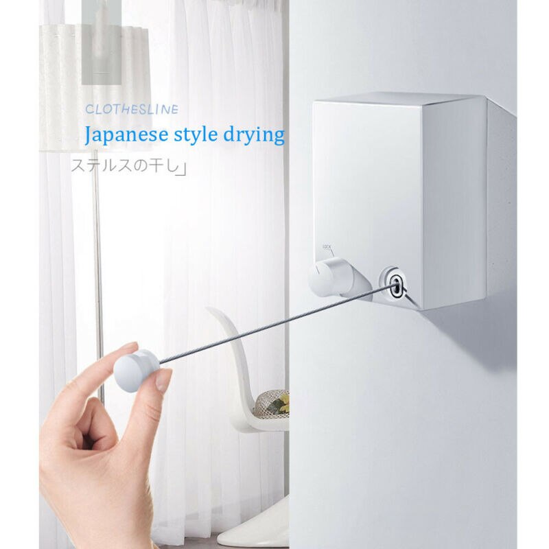 Indoor Outdoor Retractable Laundry Clothesline Wall Hanging Stretch Washing Clothes Line Shrinking Balcony Invisible Line