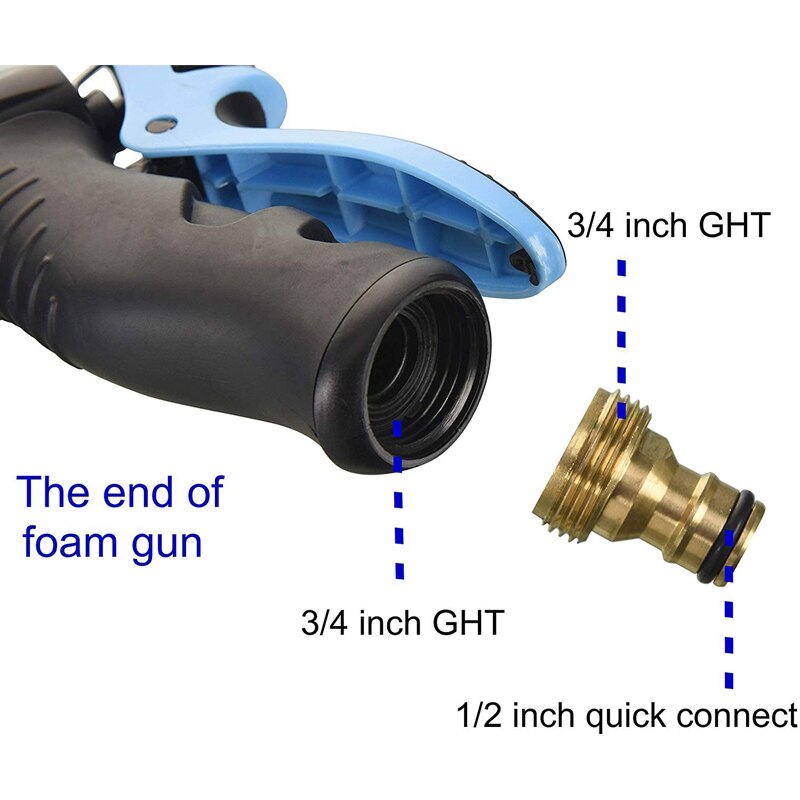Bilvask skum pistol, justerbar bilvask skum sprøyte skum blaster passer hageslange til bilvask og hage