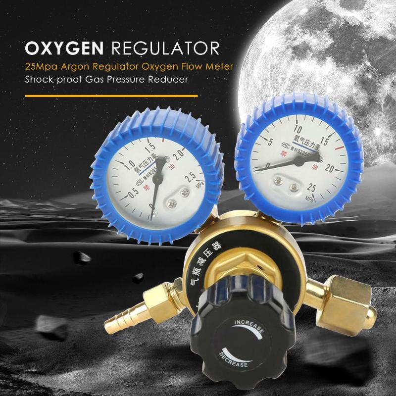 0-25Mpa Argon Lassen Regulator Uitstekende Metalen Zuurstof Flowmeter Shock-proof Gas Drukregulerende Stabiele Uitlaatdruk