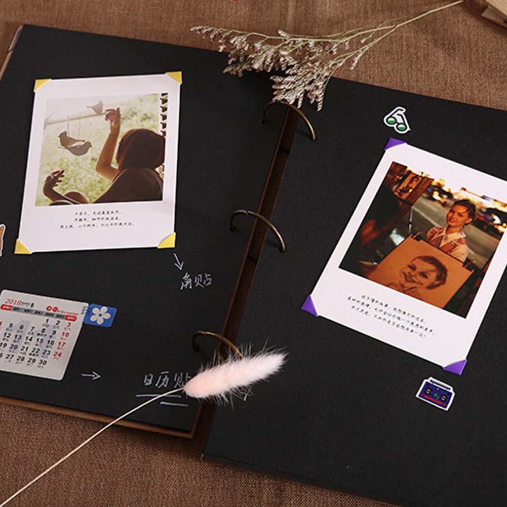 30 Pages Loose-Leaf DIY Scrapbook Blank Cover Anniversary Graffiti Wedding Photo Album Cowhide Paper Travel Journal Collection