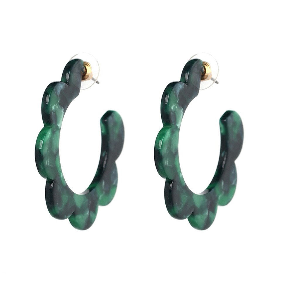 Acrylic Resin Green Leaves Dangle Earring For Women Tortoiseshell Geometry Acetate Party Dangle Earring Jewelry: Default Title