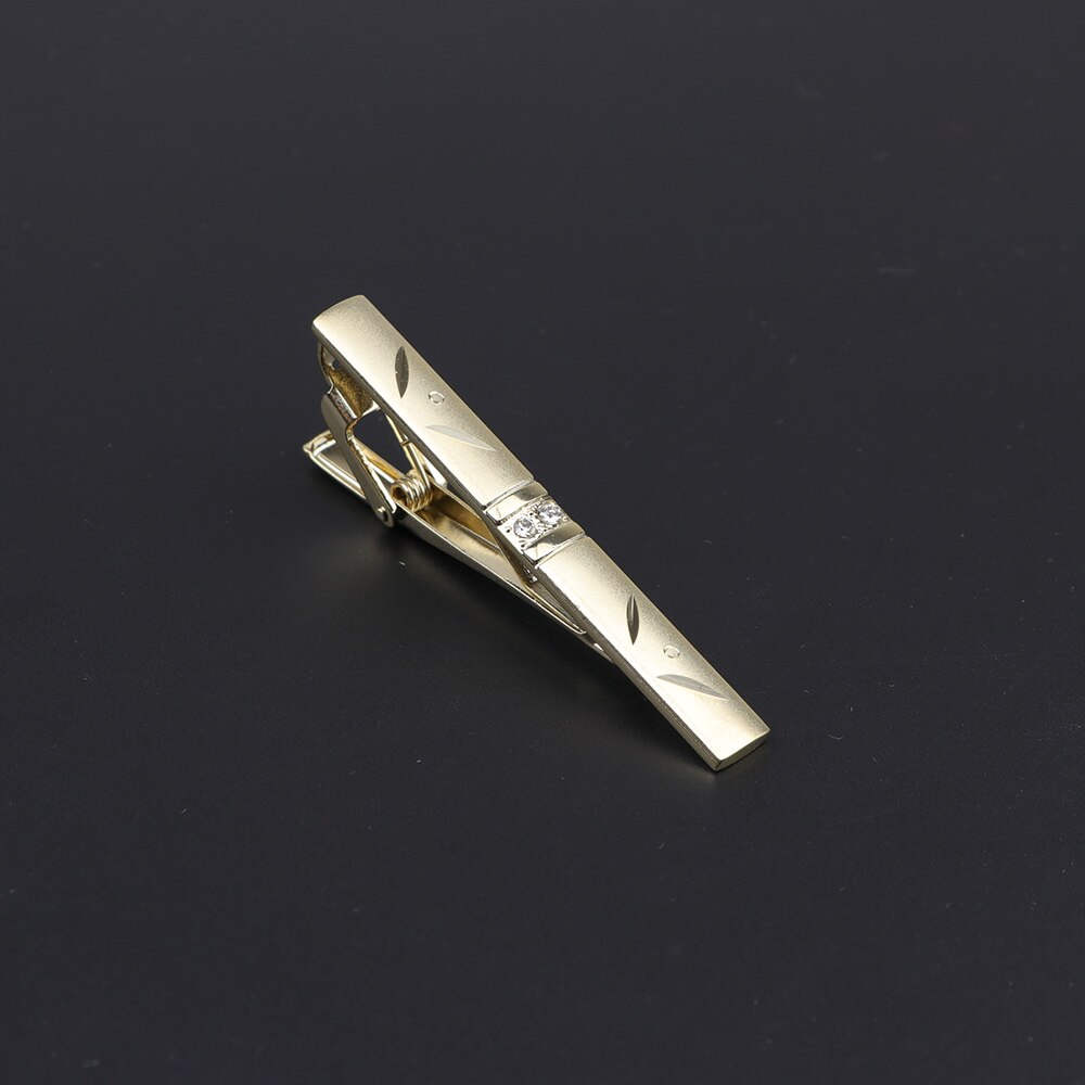 Slips klip klassisk trendy mænd guld krystal juvel metal mandlig business banket bar slips clips lås tilbehør: 20