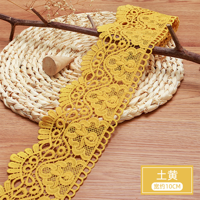 3 meter bloemen geborduurd kant lint DIY kleding naaien stof 10 cm handgemaakte ambachten materiaal uitgehold wateroplosbare tape: NICKEL