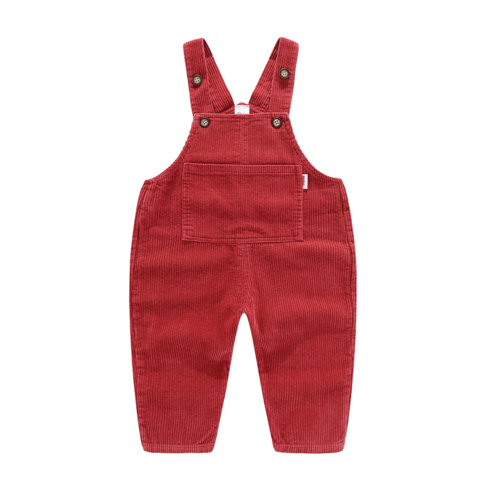 Pantalones de tirantes para bebé y niña, Pelele con pana de Color sólido, pantalones largos con tiras de pana y Bolsillo grande: Rojo / 6-12 Months