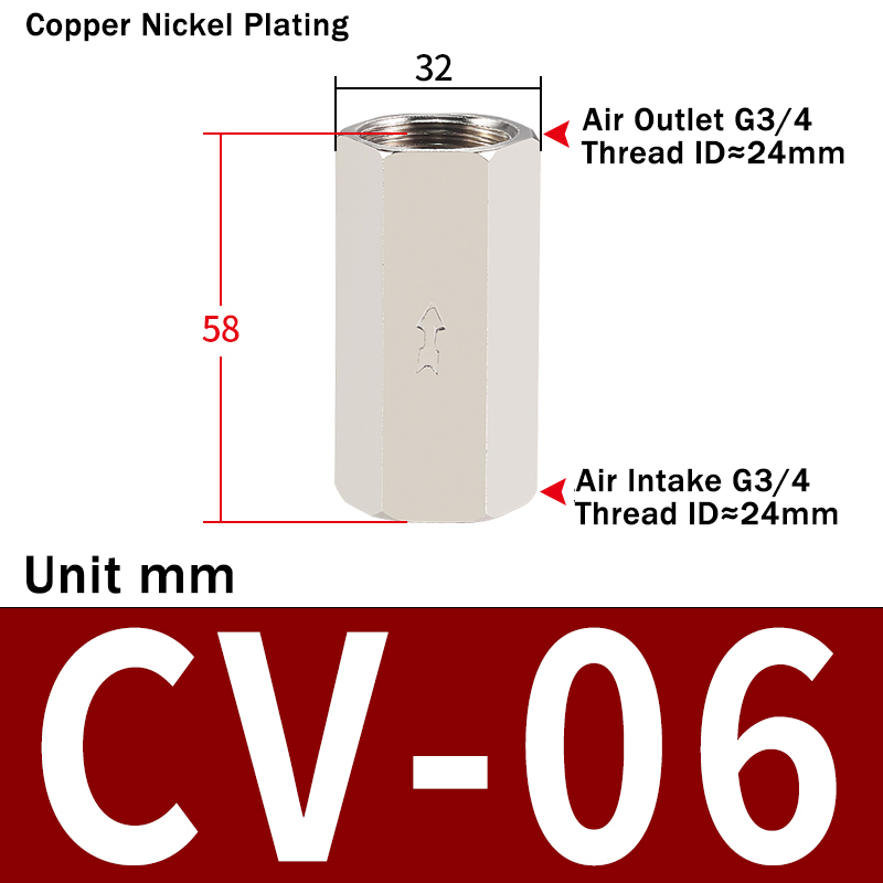 Ka -06 ka-08 ka-10 ka-15 luft tilbakeslagsventil i aluminium pneumatisk tilbakeslagsventil kobberforniklet enveisventil cv -01 02 03 04: Gress grønt / 1-1/4 "