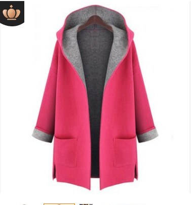 Mujer invierno herfst plus size losse jas dames lange jassen koreaanse styl dame jas abrigos mujer elegante l -5xl: Rood / Ik