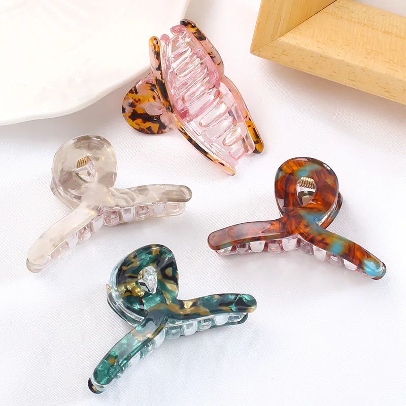 Bgffuy Mini couleur unie imprimé léopard acrylique croix griffes de crabe pince à cheveux coréenne filles femmes accessoires de cheveux