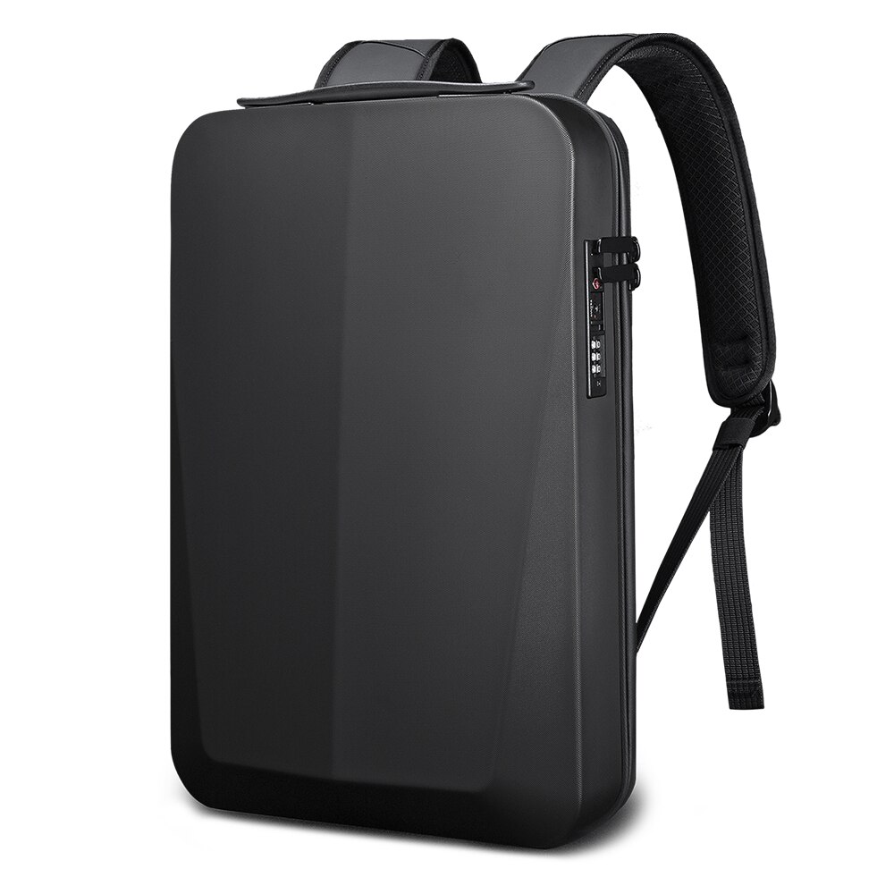 Street Wear Backpacks Slim Hard Shell Men's Business Shoulder Backpack Laptop bag USB Multi Layer Storage Waterproof Bag: black
