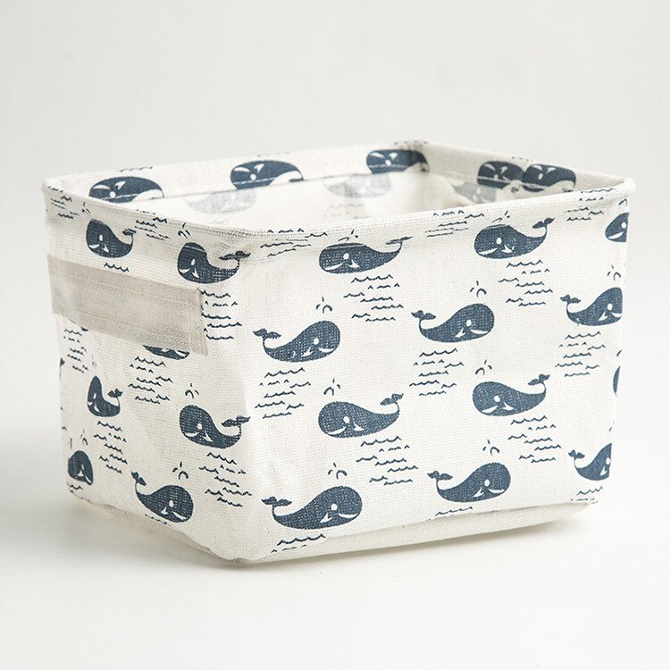 Linen Desktop Storage Basket Sundries Toy Storage Box Laundry Basket Underwear Cosmetic Organizer Office Stationery Organizer: WHITE