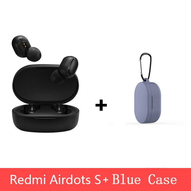 Original Xiaomi Redmi Airdots S TWS Noise reduction Bluetooth Earphone Stereo bass 5.0 With Mic Handsfree Earbuds AI Control: Add blue case