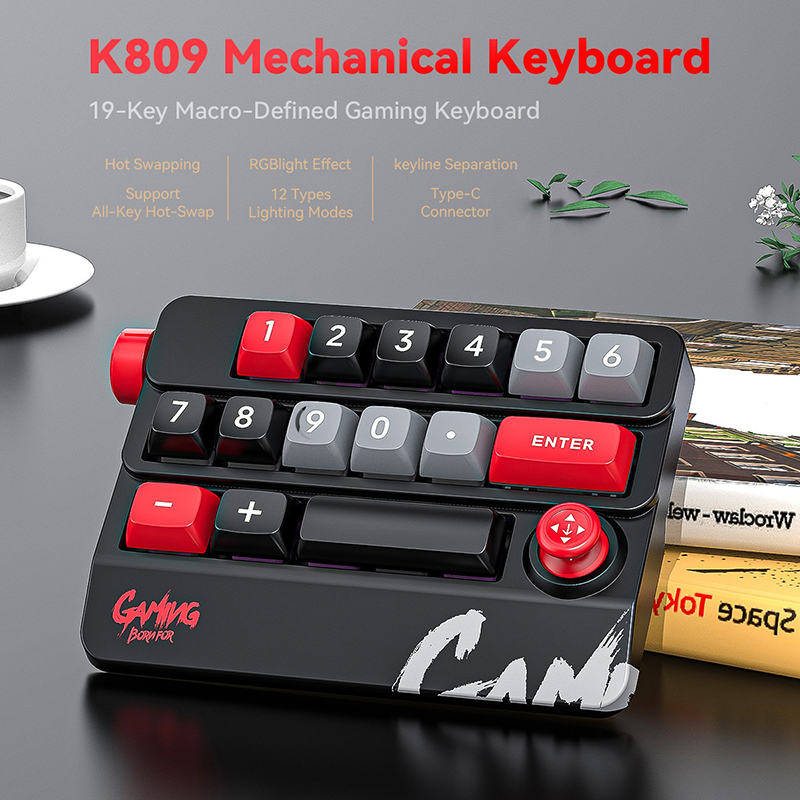 Mechanical Keypad 19 Key Macro Programmable Fully Swappable Mechanical Switch 12 Color RGB Light Gaming Mini Keyboard