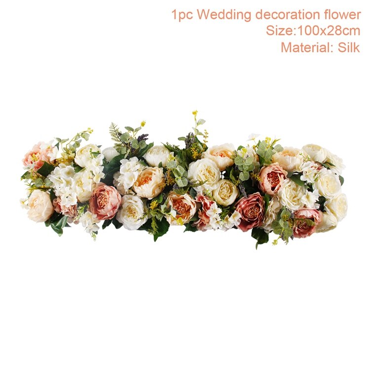 Kunstmatige Rose Bruiloft Bloemen Rose Pioen Hortensia Gebogen Deur Nep Bloem Decoratieve Rij Venster t-station bruiloft decoratie: Artificial Flowers 2