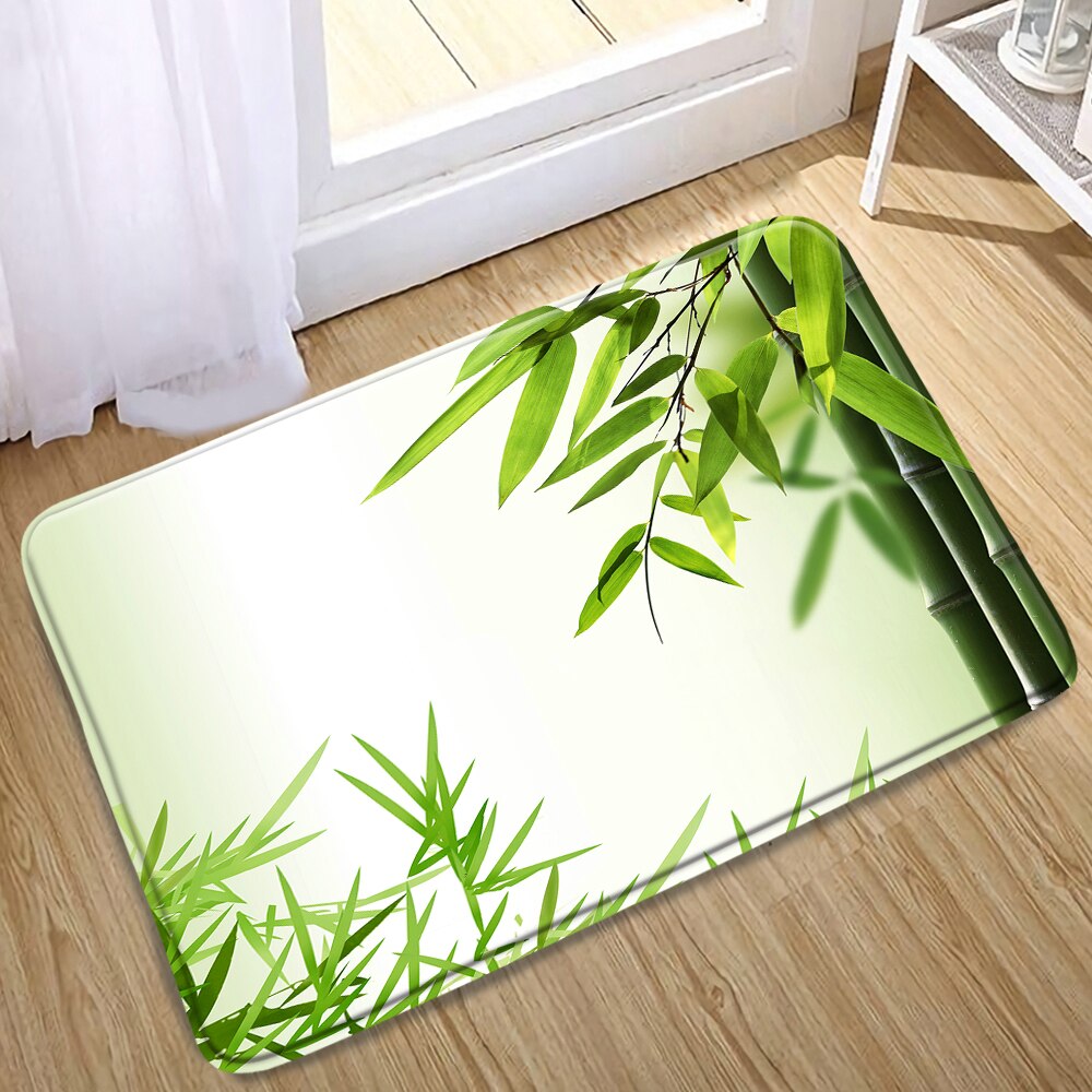 Groene Bamboe Bloem Antislip Badmat Deurmat Douche Floor Mat Keuken Tapijt Strand Kleed Flanel Print Voor Slaapkamer badkamer Decor: 2690X