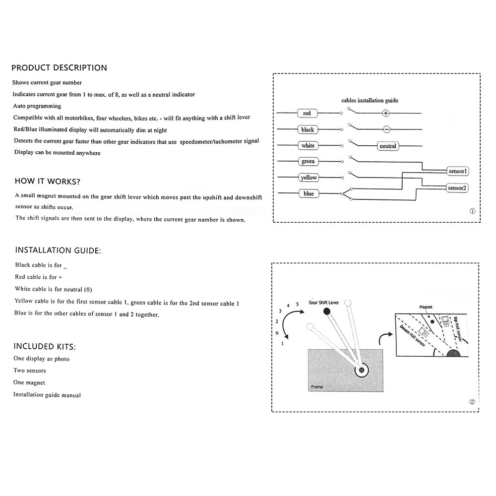 ZSDTRPMotorcycle LED Digital Gear Indicator Car-Styling For Motorcycle Light Neutral Display Shift Lever Sensor Bule Motors