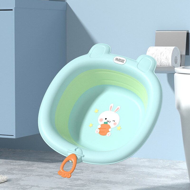 Lavabo pliable pour bébé, panier à linge pliable Portable pour enfants, baignoire avec lanière: Blue with Lanyard