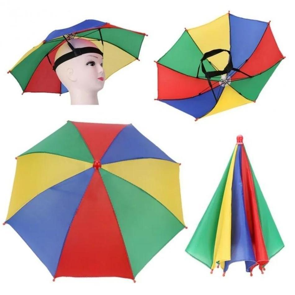Kleurrijke opvouwbare winddichte visparaplu Wandelen Strand Camping Zonbeschermer Hoofdhoed Kinderen Buiten Creatieve zonneschijnparaplu