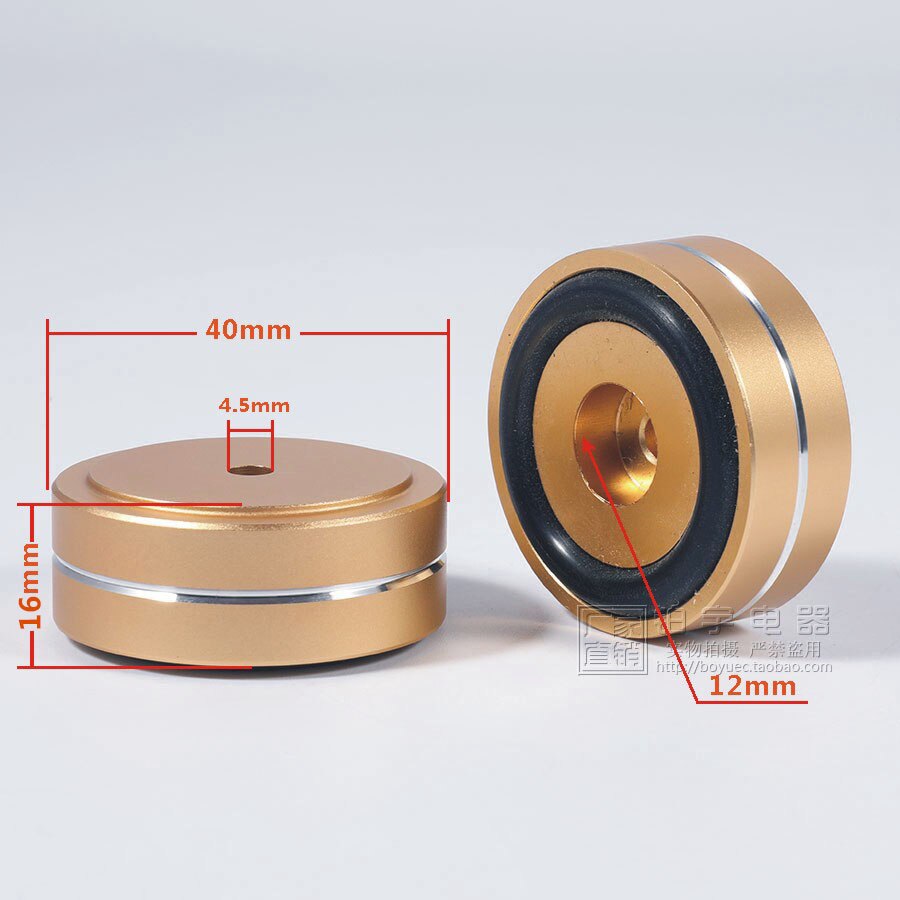 4pcs 40 * 16mm aluminum alloy audio speaker shock absorber foot pad amplifier amplifier foot CD player shock absorber foot pad