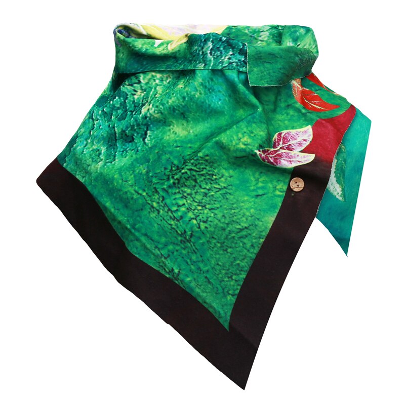 Écharpe imprimée pour femme, châle coupe-vent doux, bouton, écharpes décontractées et chaudes à anneaux: Vert